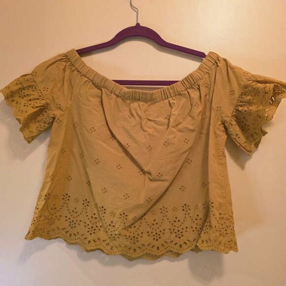 Madewell Eyelett Cropped Off The Shoulder Top M - Picture 4 of 4